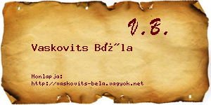 Vaskovits Béla névjegykártya